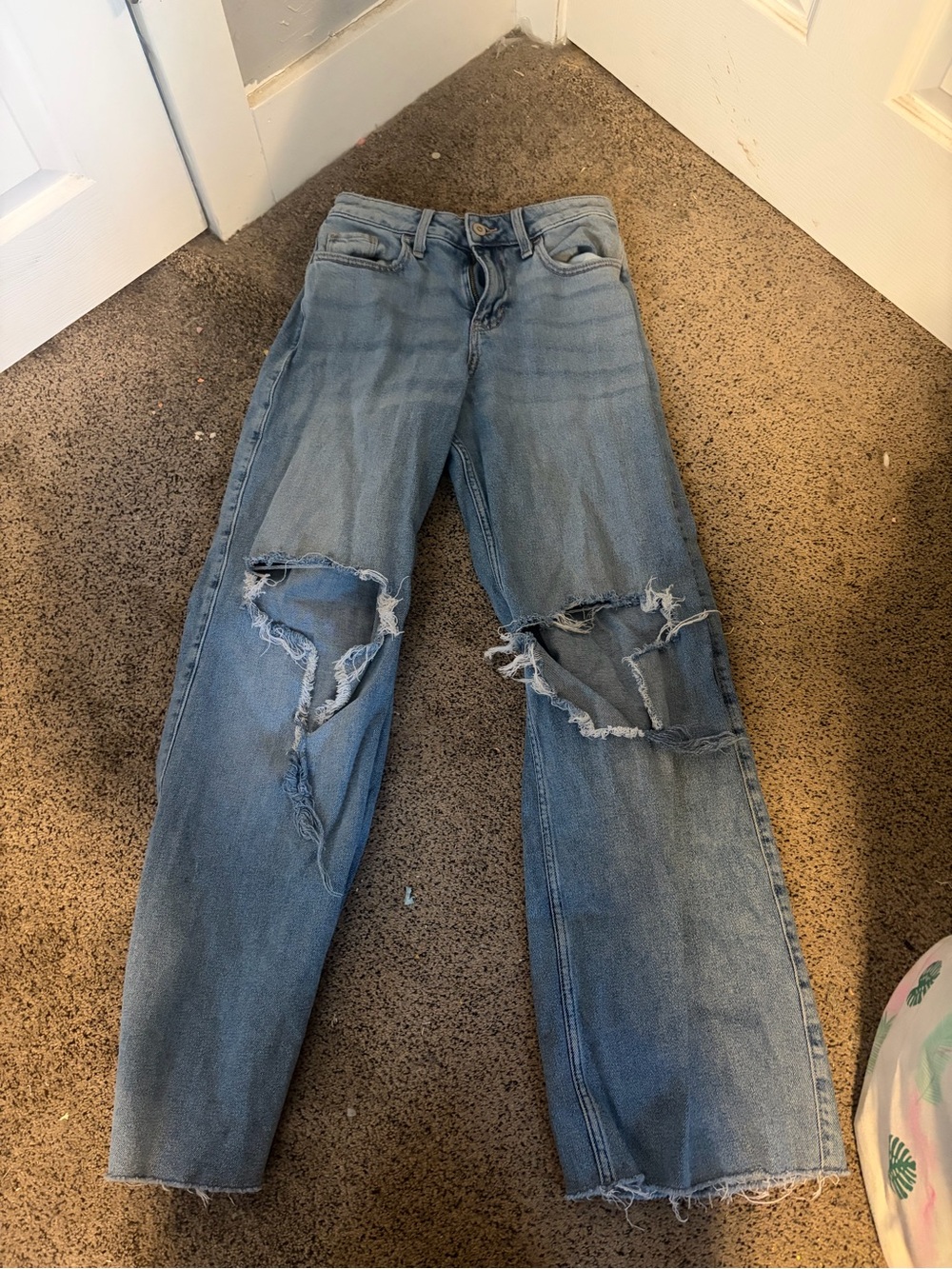 Hollister Light Blue Distressed Straight-Leg Jeans